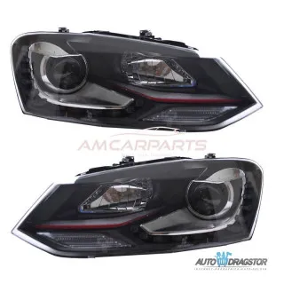 VW POLO (6R,6C) 2009-FAROVI LED SA CRVENOM LINIJOM I MOTOROM ZA PODEŠAVANJE 