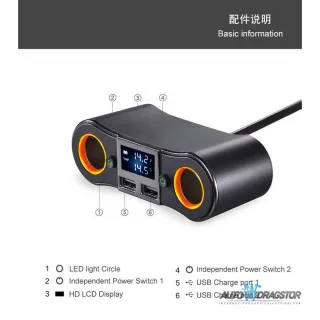 PUNJAČ ZA VOZILO SA 2 USB ULAZA 