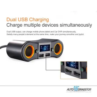 PUNJAČ ZA VOZILO SA 2 USB ULAZA 