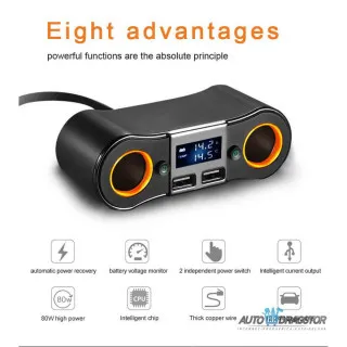 PUNJAČ ZA VOZILO SA 2 USB ULAZA 