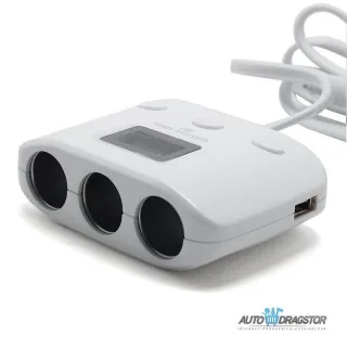 PUNJAČ ZA VOZILO SA 3 ULAZA I 2 USB ULAZA 