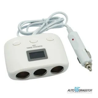 PUNJAČ ZA VOZILO SA 3 ULAZA I 2 USB ULAZA 