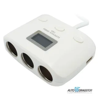 PUNJAČ ZA VOZILO SA 3 ULAZA I 2 USB ULAZA 