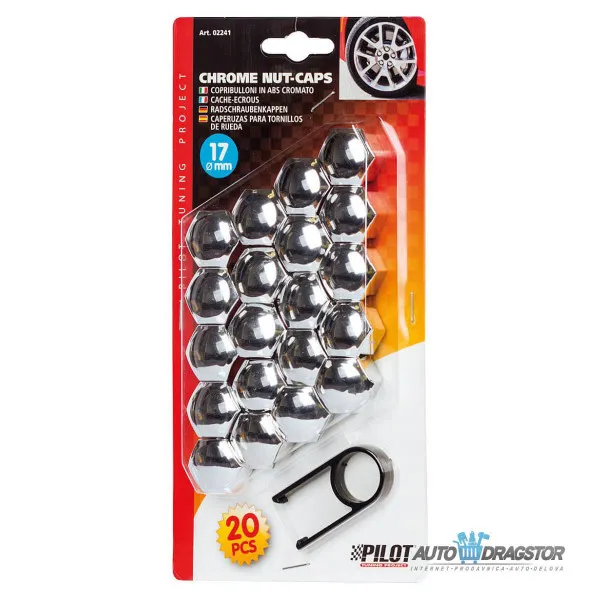 SET HROMIRANIH POKLOPACA ZA ŠRAFOVE TOČKA 20KOM 17MM 