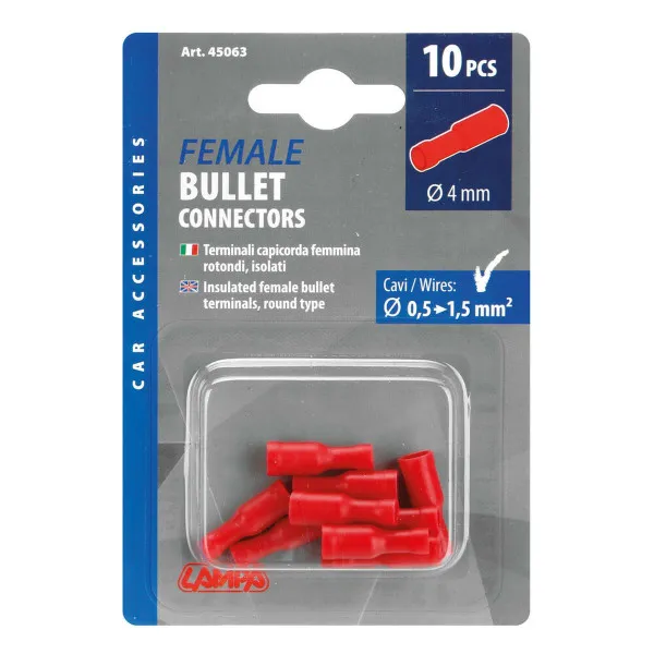 PAPUČICA OKRUGLA ŽENSKA CRVENA 4mm ZA KABLOVE 0.5-1.5mm2 10KOM 