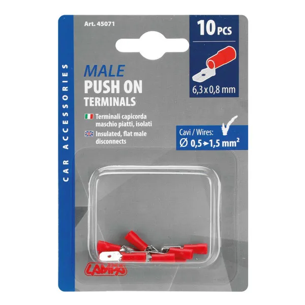 KABLOVSKA MUŠKA BUKSNA RAVNA 6.3x0.8mm ZA KABLOVE 0.5-1.5m2 CRVENA 10KOM 