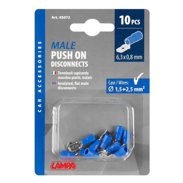 KABLOVSKA MUŠKA BUKSNA RAVNA 6.3x0.8mm ZA KABLOVE 1.5-2.5m2 PLAVA 10KOM 