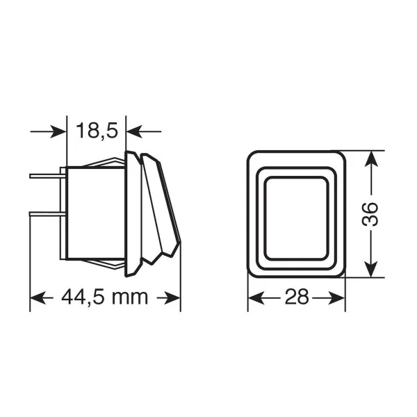 VODOOTPORNI PREKIDAČ (IP65) SA PLAVIM LED INDIKATOROM 12/24V  10A MAX I DIMENZIJOM 30x22mm 