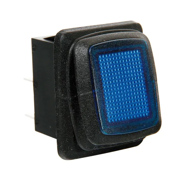 VODOOTPORNI PREKIDAČ (IP65) SA PLAVIM LED INDIKATOROM 12/24V  10A MAX I DIMENZIJOM 30x22mm 