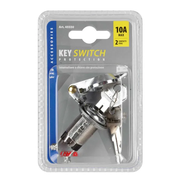 PREKIDAČ SA BRAVICOM ZA ZAKLJUČAVANJE 12/24V MAX 10A SA FUNKCIJOM ON/OFF,2 KONTAKTA,PRECNIK RUPE 19.2mm I MAX DEBLJINA KABLOVA 16mm 