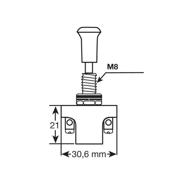 PUSH & PULL PREKIDAČ 12/24V MAX 10A SA FUNKCIJOM ON/OFF SA 2 KONTAKTA I PREČNIKOM 8.5mm I MAX DEBLJINOM KABLOVA 10mm 