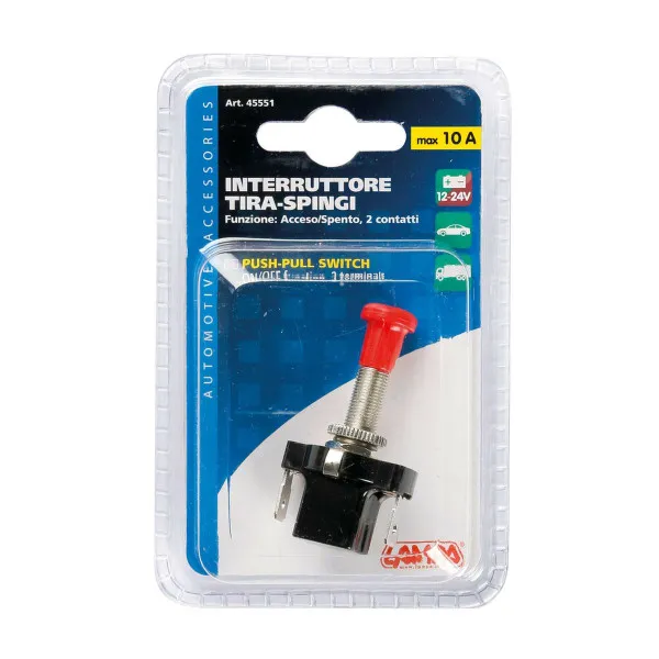 PUSH & PULL PREKIDAČ 12/24V MAX 10A SA FUNKCIJOM ON/OFF SA 2 KONTAKTA I PREČNIKOM 8.5mm I MAX DEBLJINOM KABLOVA 10mm 