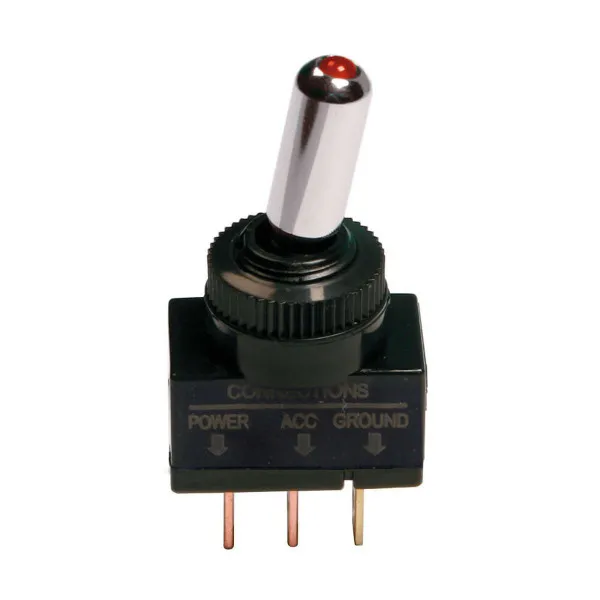 PREKIDAČ OD ALUMINIJUMA SA LED INDIKATOROM 12/24V MAX 20A SA 3 KONTAKTA,PREČNIKOM OD 12mm I DIMENZIJOM KABLA DO 7mm 