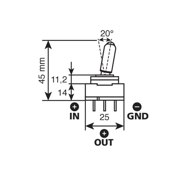 PREKIDAČ SA PLAVIM LED INDIKATOROM 12/24V MAX 20A SA 3 KONTAKTA,PREČNIKOM OD 12mm I DEBLJINA KABLOVA MAX 7mm 