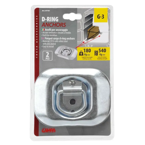 ČELICNE KOPČE ZA VEZIVANJE TERETA U TOVARNOM PROSTORU 2KOM SA SETOM ZA MONTAŽU G-2 