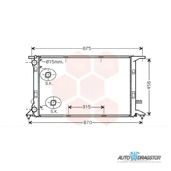 Hladnjak AUDI A4 (B8/8K), 07-16; A5 (B8/8T/F), 07-16; Q3 (8U), 11-; Q5 (8R), 09-16; 