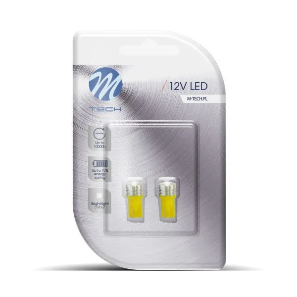 SIJALICA 12V W5W W2.1x9.5D 1W 1xHP LED 2KOM SA ŽUTIM KUĆIŠTEM 