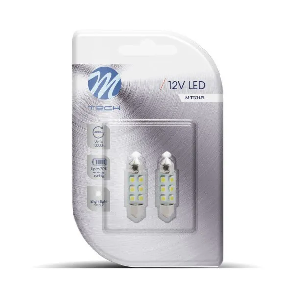 SIJALICA 12V SULFIDNA C5W 6xSMD3528 LED 2KOM 36mm ŽUTA 