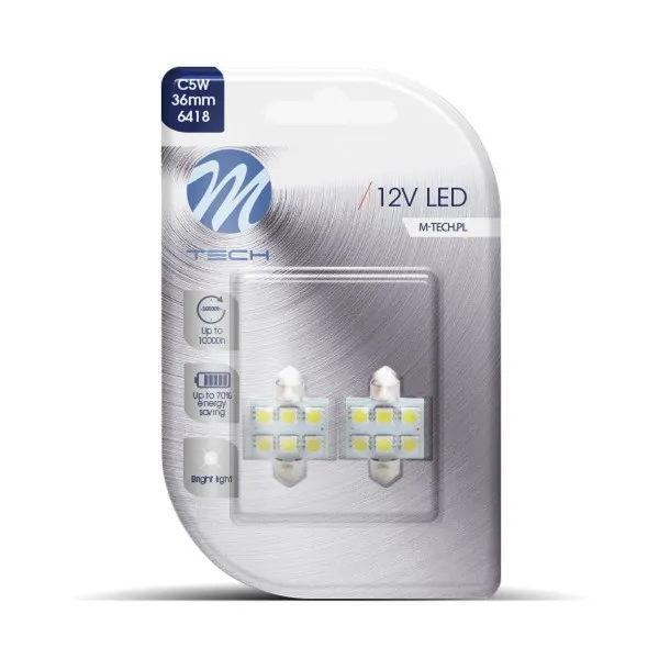 SIJALICA 12V SULFIDNA C5W SV8.5 LED 6xSMD5050 36mm 2KOM BELA 