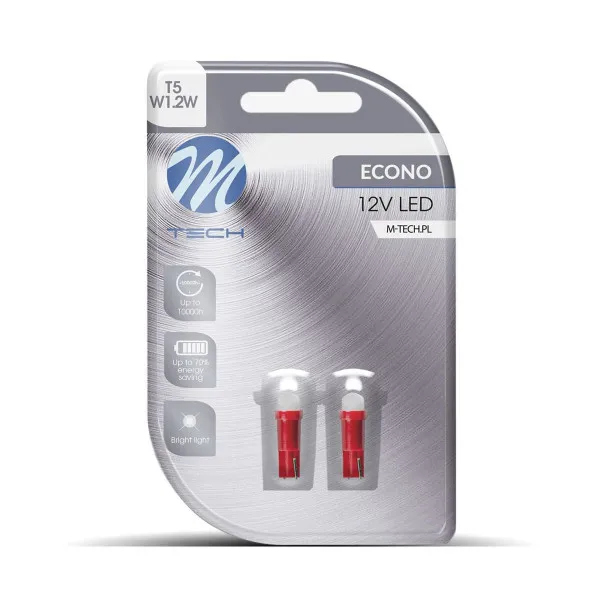 SIJALICA 12V T5,R5,W2x4.6D,W1.2W,W2W,W2.3W LED 1xSMD5050 2KOM CRVENA 