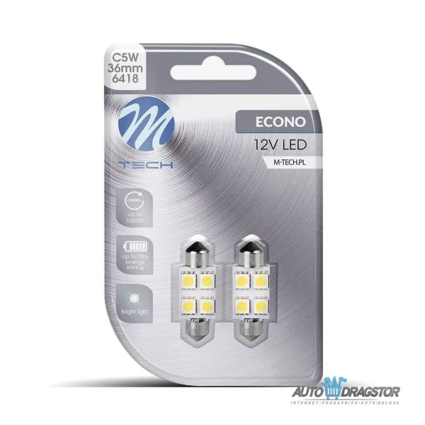 SIJALICA 12V SULFIDNA C5W SV8.5 36mm LED 4xSMD5050 2KOM 