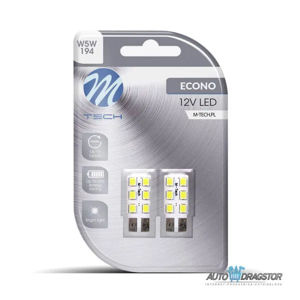 SIJALICA 12V W5W W2.1x9.5D LED 6xSMD2835 2KOM 