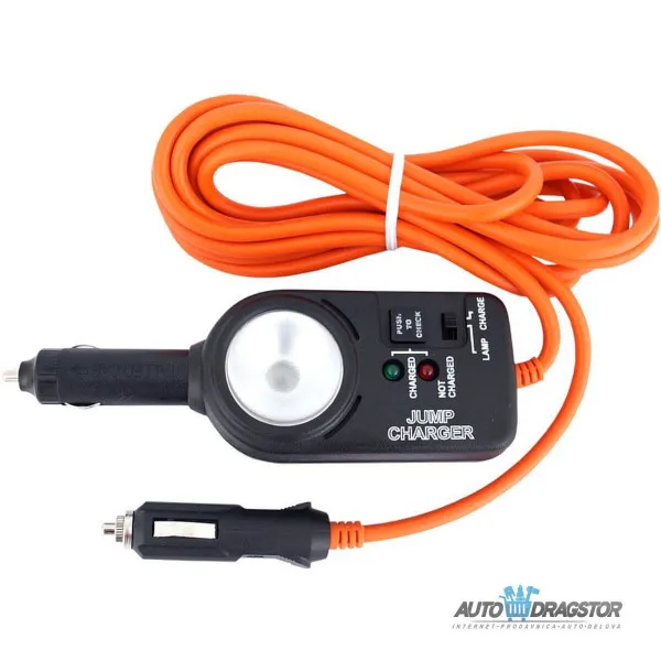 PUNJAČ ZA AUTOMOBIL SA LAMPOM I KABLOM OD 3.5M 