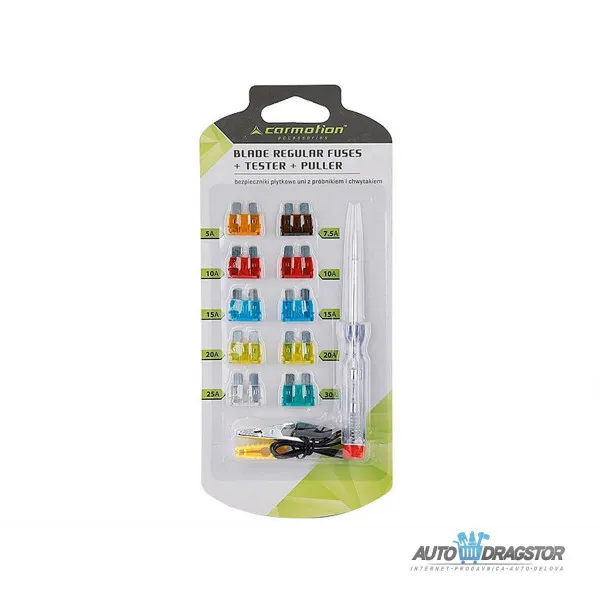 OSIGURAČI 10/1 SA GLINERICOM 5A - 1 kom 7.5A- 1 kom 10A - 2 kom 15A - 2 kom 20A - 2 kom 25A - 1 kom 