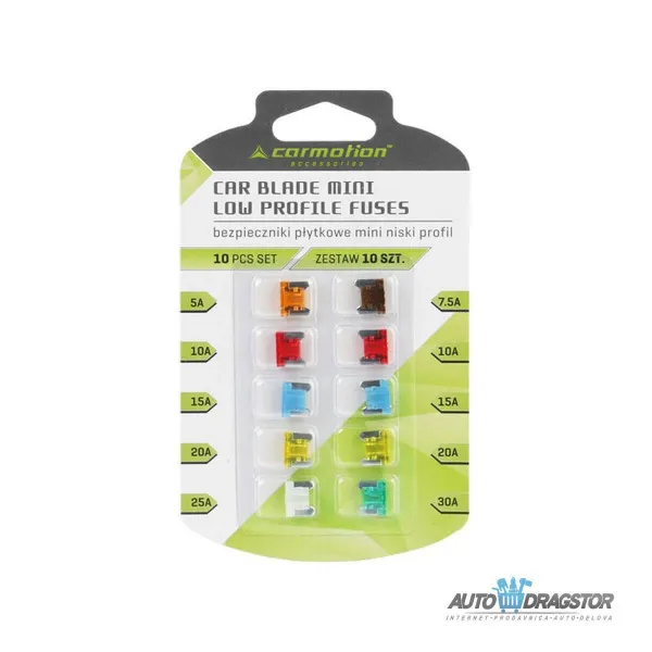 SET OSIGURAČA 10/1 NISKI PROFIL 5A - 1 kom 7.5A - 1 kom 10A - 2 kom 15A - 2 kom 20A - 2 kom 25A - 1 