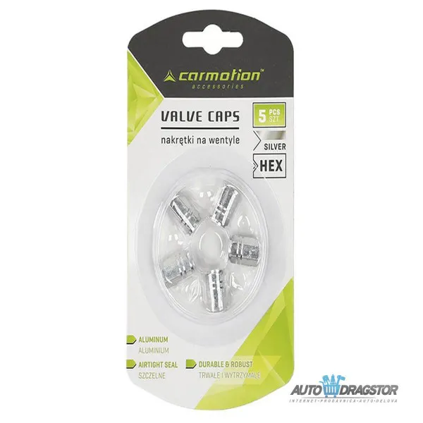 KAPICE VENTILA ALUMINIJUMSKE 5KOM SREBRNE 