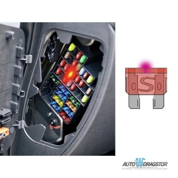 SET OSIGURAČA 10/1 SA LED INDIKATOROM 5A - 1 kom 7.5A - 1 kom 10A - 2 kom 15A - 2 kom 20A - 2 kom 25 