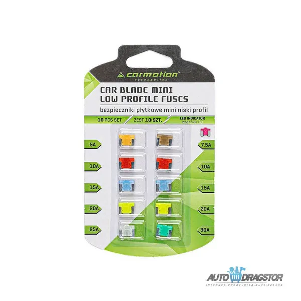SET OSIGURAČA 10/1 NISKI PROFIL SA LED INDIKATOROM 5A - 1 PC 7.5A - 1 kom 10A - 2 kom 15A - 2 kom 20 