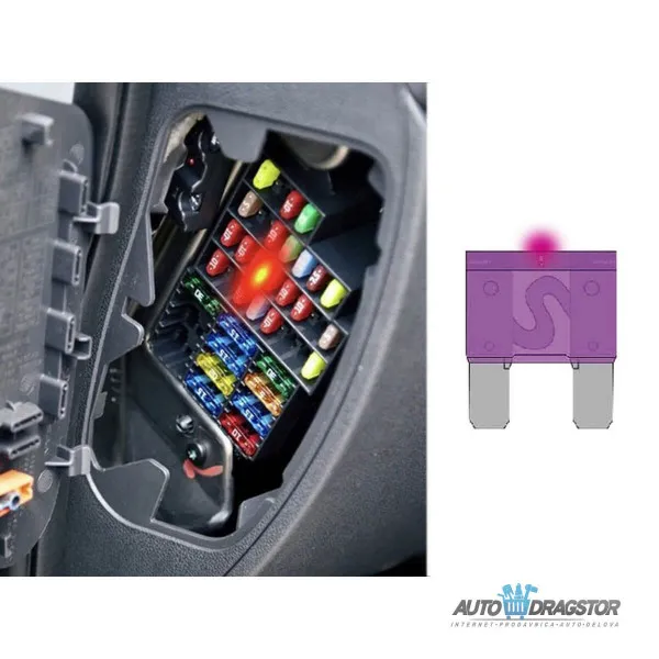 SET OSIGURACA MAXI 7 kom SA LED INDIKATOROM 20A - 1kom 30A - 1kom 40A - 1kom 50A - 1kom 60A - 1kom 8 