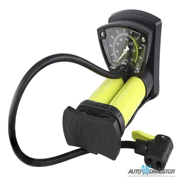 NOŽNA PUMPA SA MANOMETROM 10 BARA/140 PSI 2 CILINDRA 