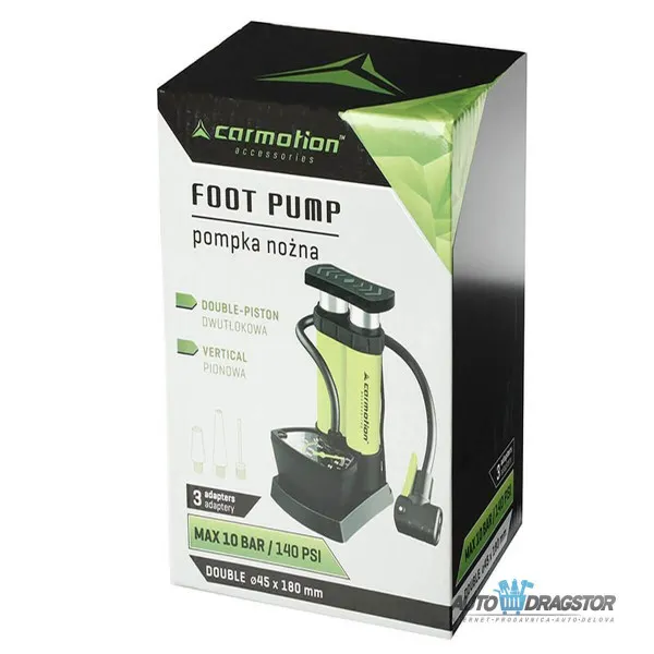 NOŽNA PUMPA SA MANOMETROM 10 BARA/140 PSI 2 CILINDRA 