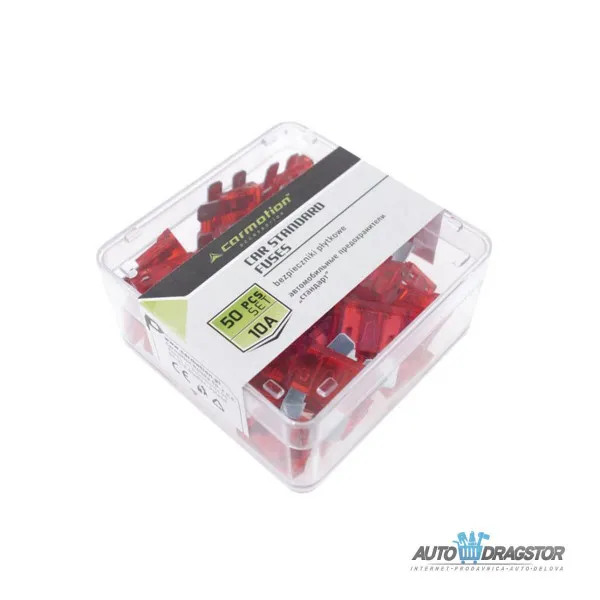 OSIGURAČI 10A 50KOM  PLASTIČNA KUTIJA 