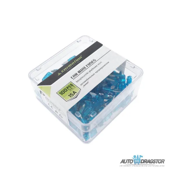 OSIGURAČI 15A 100KOM PLASTIČNA KUTIJA 