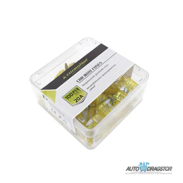 OSIGURAČI 20A 100KOM PLASTIČNA KUTIJA 