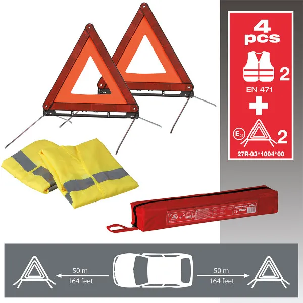 TROUGAO UPOZORENJA SET (TORBA,2xFLUO PRSLUK,2x TROUGAO) 