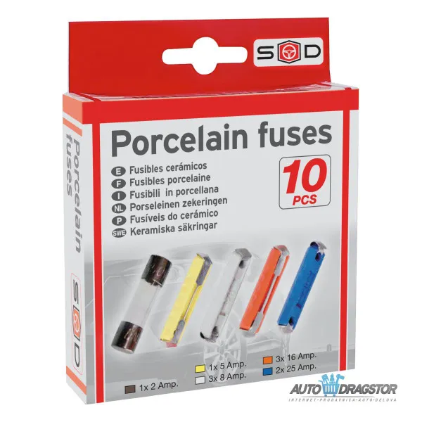 OSIGURAČI 10/1 CILINDRIČNI KERAMIČKI 2/5/8/16/25A 10KOM 