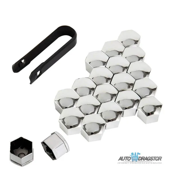 SET POKLOPACA ZA ŠRAFOVE TOČKA HROM 20 KOM 17mm 