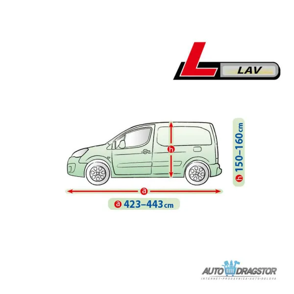 CERADA ZA AUTOMOBIL L ZA VAN,D 423-443CM,V 150-160CM 