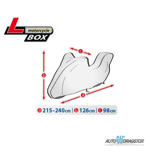 CERADA ZA MOTOR veličina  L VODONEPROPUSNA D 215-240/V 129/Š 98 ZA MODELE SA ZADNJIM KOFEROM 