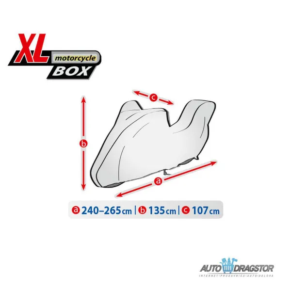 CERADA ZA MOTOR veličina  XL D 240/265/V 135/Š 107CM ZA MODEL SA ZADNJIM KOFEROM 