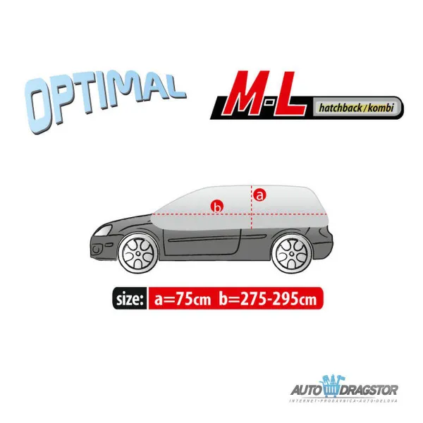 CERADA ZA AUTOMOBIL HATCHBACK veličina M-L (275-295)x75CM 