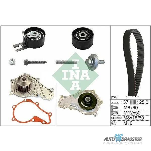 Set zupčastog kaiša sa vodenom pumpom CITROËN, FIAT, FORD, MINI, PEUGEOT, VOLVO 