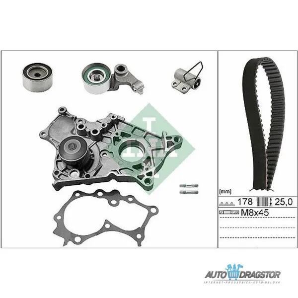 Set zupčastog kaiša sa vodenom pumpom TOYOTA AVENSIS (T22), 97-03; AVENSIS VERSO (M2/R1), 01-09; COROLLA (E11), 97-02; COROLLA (E12), 02-07; COROLLA VERSO (E1 