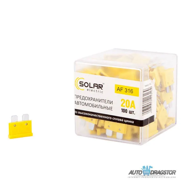 OSIGURAČI 20A 100KOM PLASTIČNA KUTIJA 