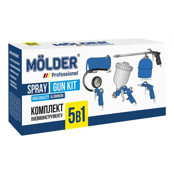 SET ALATA 5u1 (PIŠTOLJ ZA PESKIRANJE,PIŠTOLJ ZA FARBANJE,PIŠTOLJ ZA IZDUVAVANJE,CREVO,POSUDA ZA PODMAZIVANJE) 