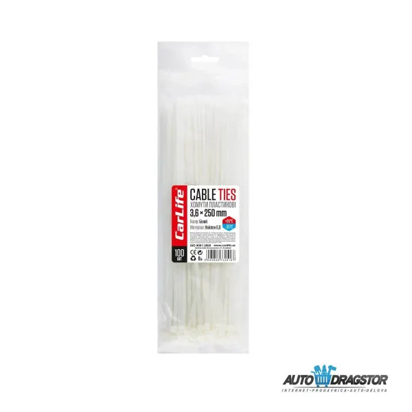 PLASTIČNE VEZICE BELE 250/3.6 100KOM 